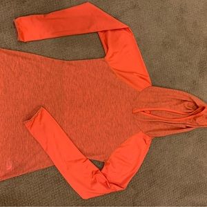 Orange North Face Athletic Hooded Shirt